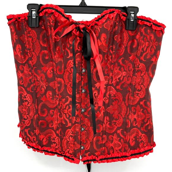 Whimsigoth Corset Women's 3XL Red Black Goth Bow-Front Dark Fairy Vamp Y2K Glam - Picture 2 of 8